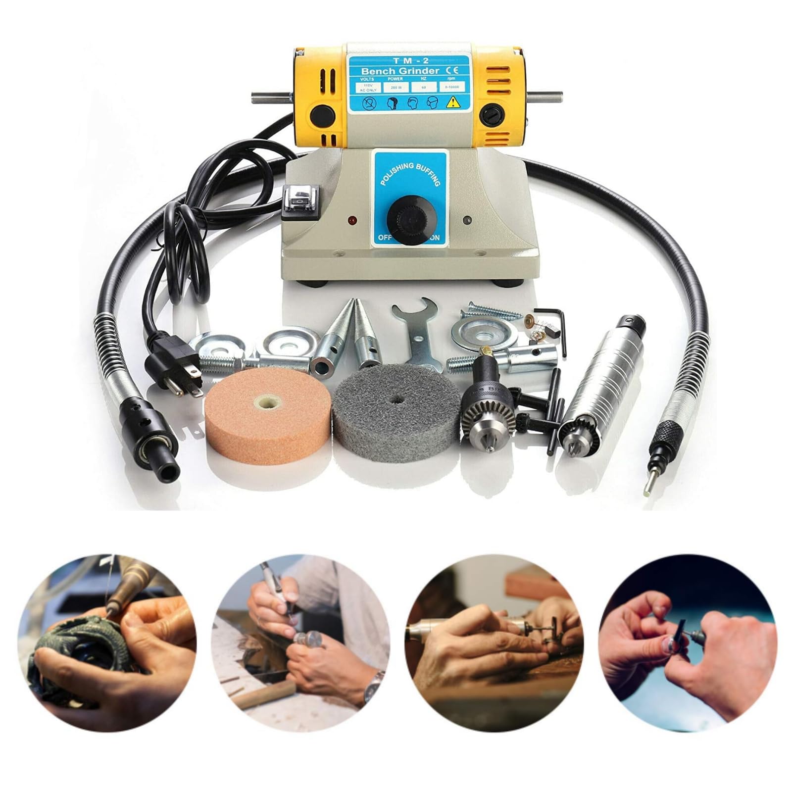 Lucidatrice da banco 350W 10000 rpm Piccola macchina per il taglio e la lucidatura della giada da tavolo multifunzionale per la lavorazione del legno Rettificatrice per gioielli