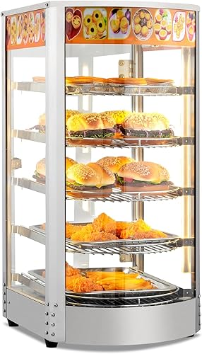 ROVSUN Calentador de alimentos con pantalla para pizza, calentador de alimentos comercial para encimera, calentador eléctrico de pretzel con