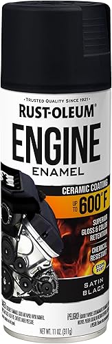 Rust-Oleum 363568 Pintura en aerosol de esmalte para motor, 11 onzas, negro satinado