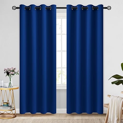 Miniatura 30 de COSVIYA Cortinas 100% opacas para dormitorio con forro negro, bloqueo de luz completa, aislamiento térmico y ojales, tratamiento de ventana de 54