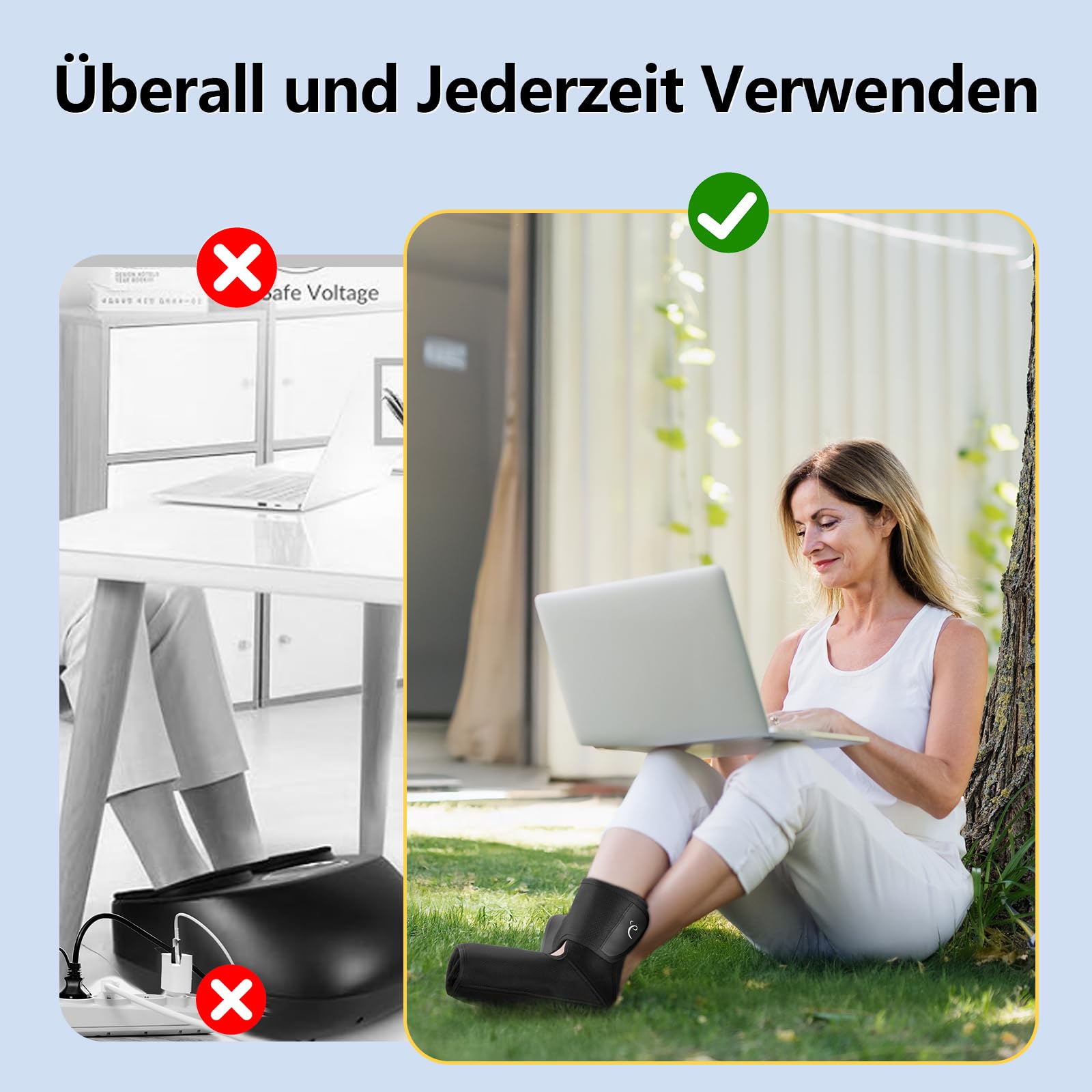 Comfytemp Kabelloses Fußmassagegerät Luftkompression Massage mit 2500mAh Akku,Fußsohlenheizung mit DIY für Knöchel,Ferse,Sohle,Fußrücken für beide Füße（1 Stück） Geschenke Mütter, Frauen, Mama, Papa
