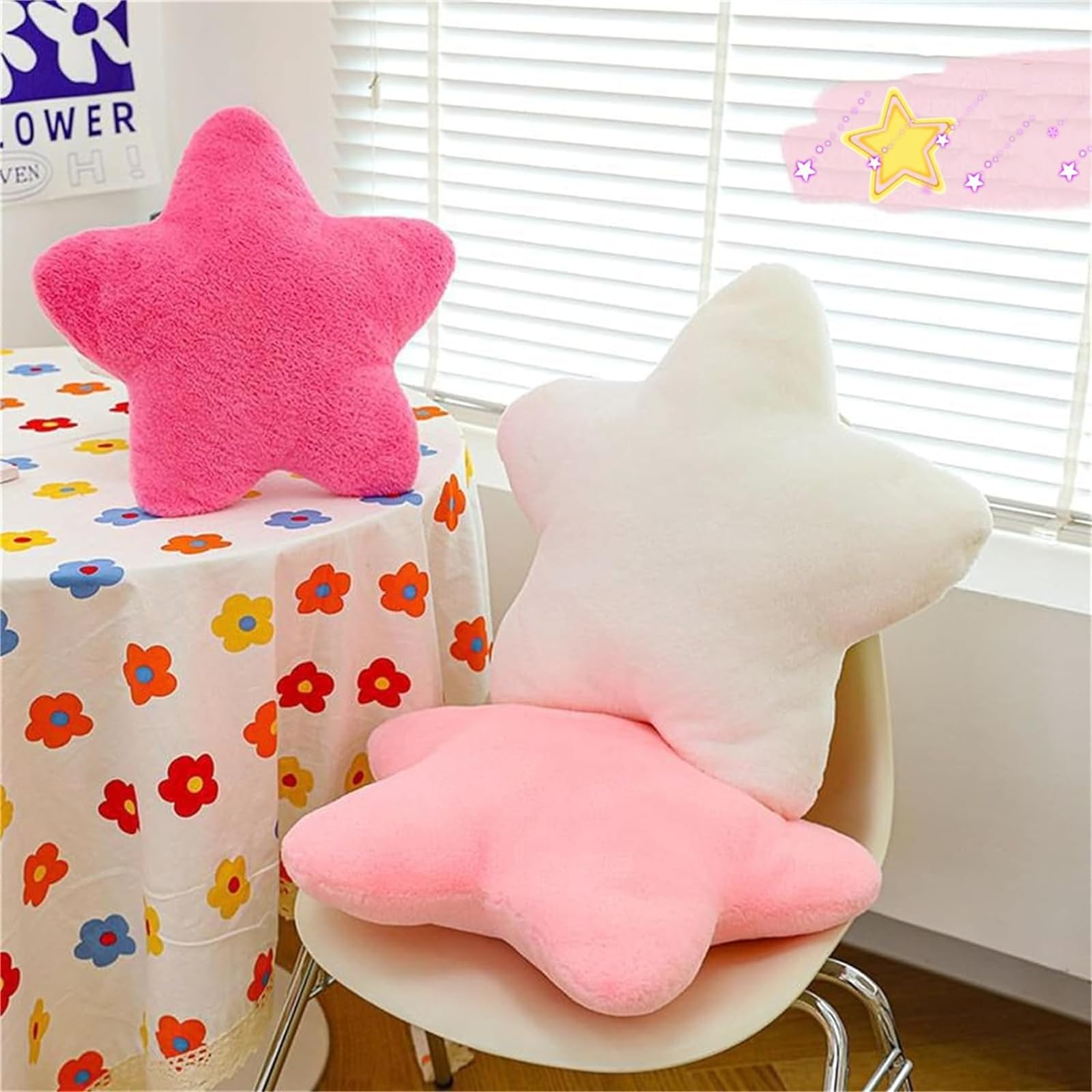 Herfair Coussin décoratif en forme d'étoile pour enfant - Doux et moelleux - En peluche - Pour chambre d'enfant et chambre à coucher - Rose clair - 30 cm