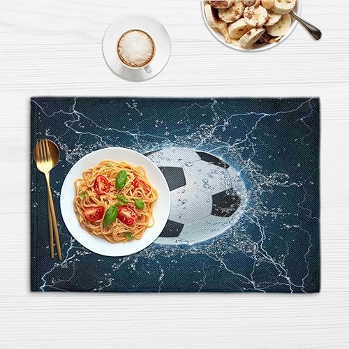Miniatura 6 de Interesting Soccer Placemats Set of 4 Table Mats Washable Placemat Waterproof Place Mats for Party Home Dining Table Decor 18x12 in