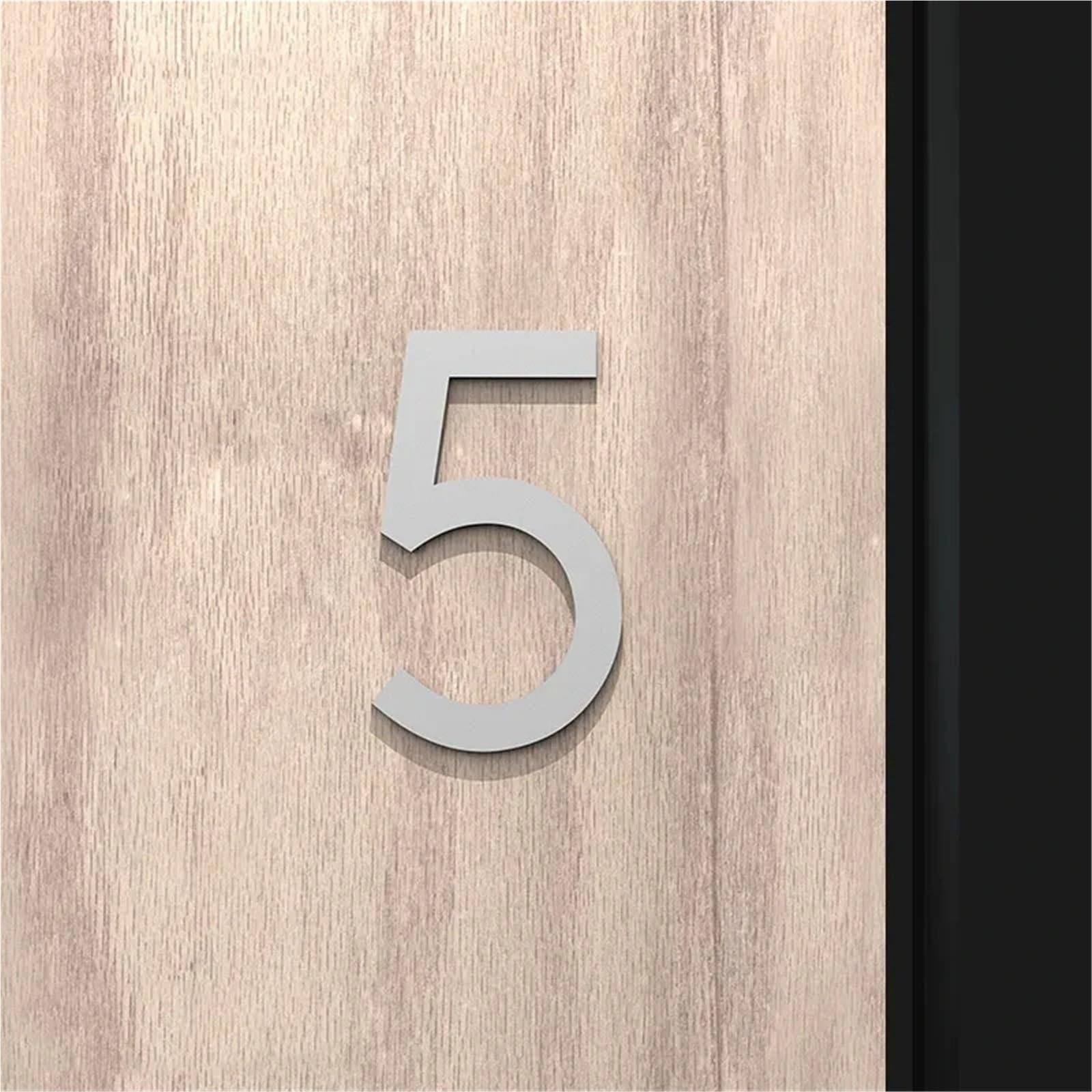 Self Adhesive House Numbers Black/Gold/Silver Door Number Stickers 2/3/4 Inch Modern Acrylic Address Mailbox Number for Outside Hotel Apartment Yard Post Courtyard Cafe Plaque(Silver 5,3In)