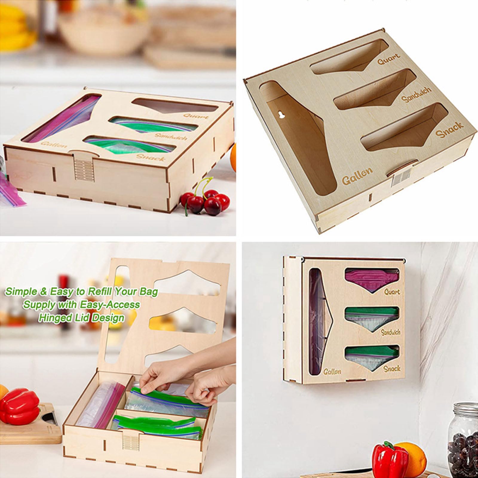 BOGEEL Wrap Storage Box Plywood Storage Box Wood Kitchen Drawer Bag Storage Bag Self-Sealing Bag