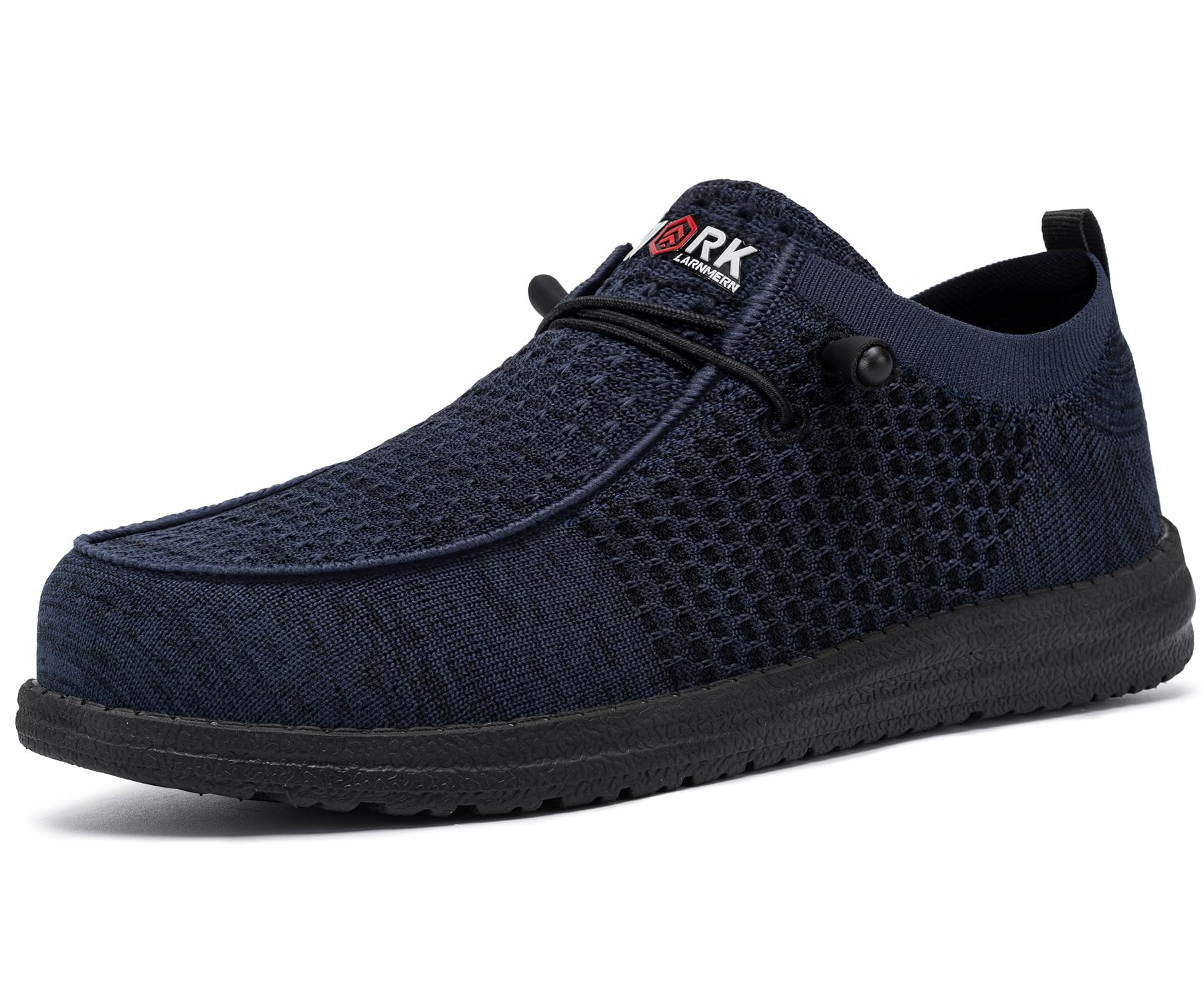 LARNMERN Slip On Steel Toe Shoes Men Lightweight Comfortable Lounging Walking Sneakers Safety Work Steel Toe Loafers(9 Men, Dark Navy)