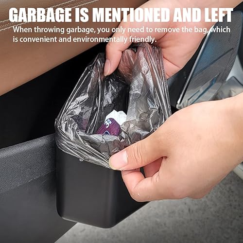 Miniatura 7 de AUCELI Cubo de basura para automóvil con tapa, mini organizador de basura colgante a prueba de fugas, contenedor de basura impermeable para