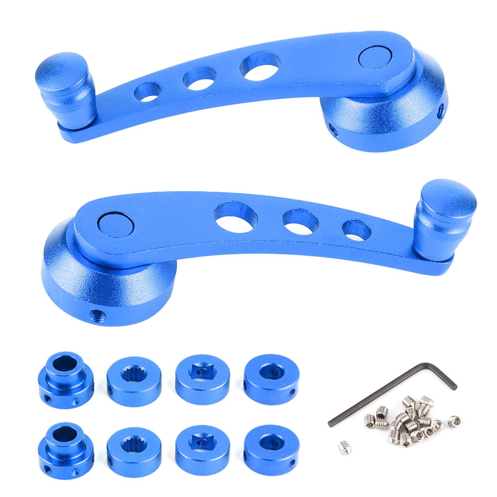 Manovella Alzavetro Auto Universale - Lega Alluminio, 2 Pezzi Con Adattatori, Colore Blu
