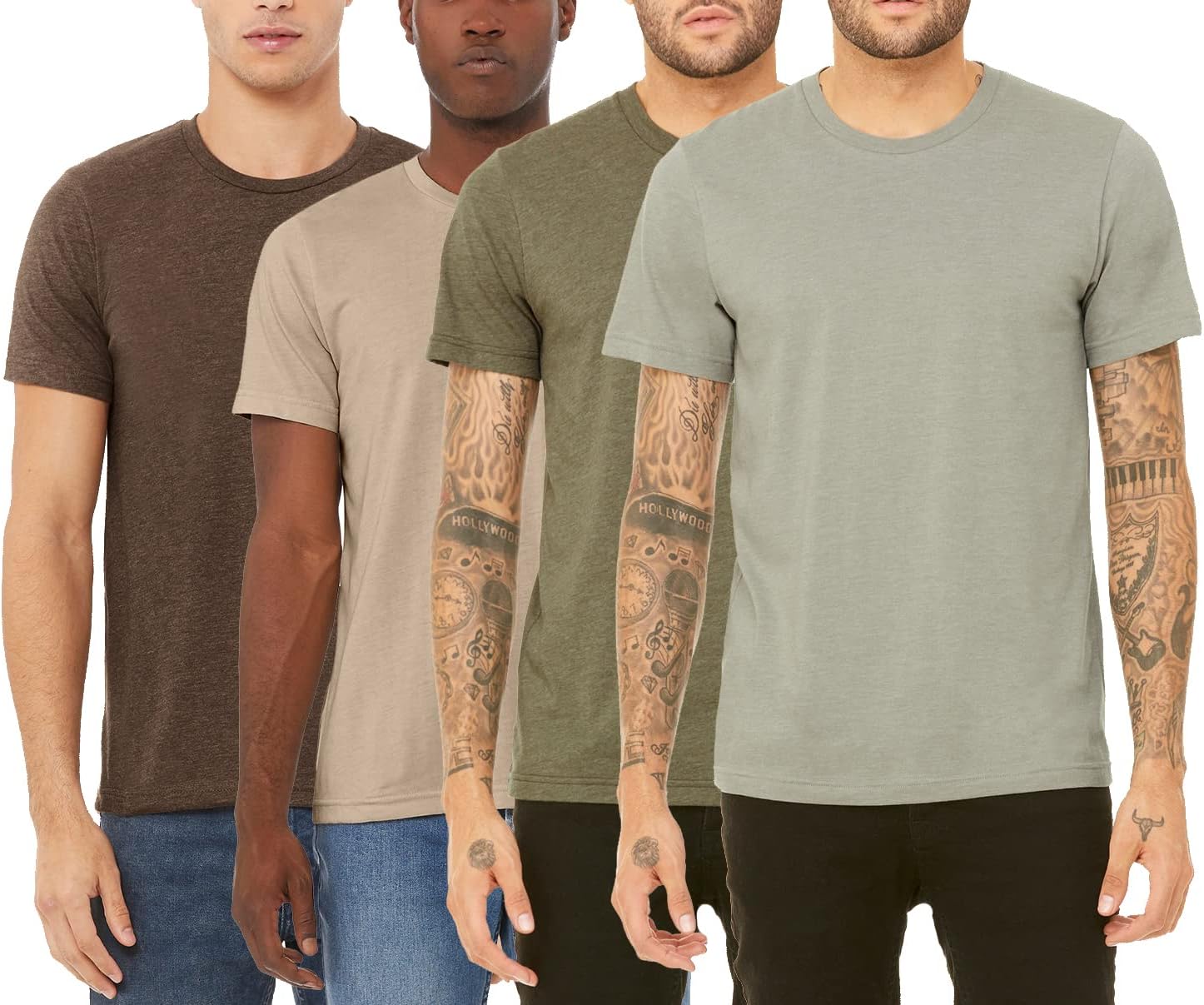 4 Pack Men's Heather Cotton Poly T-Shirt