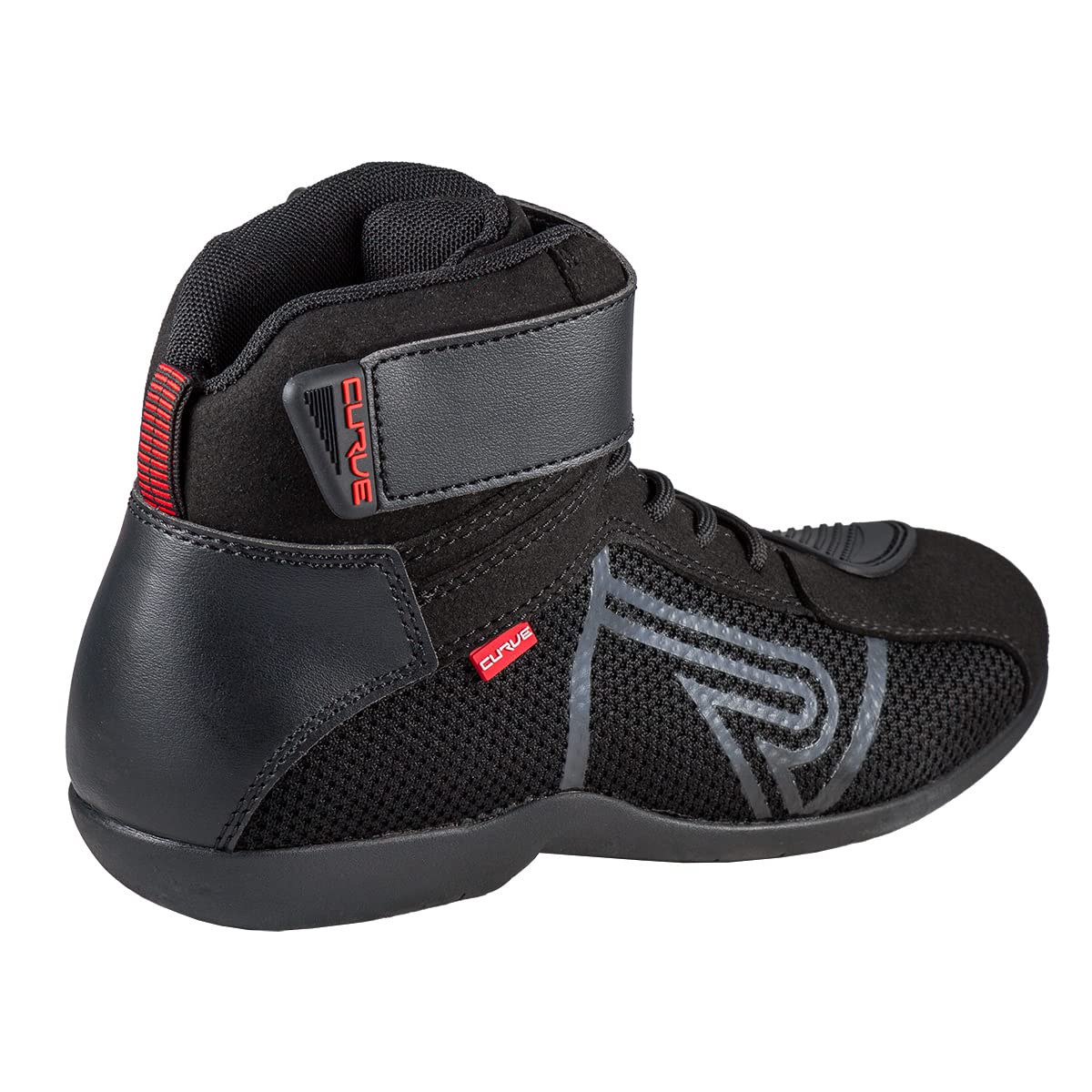 CURVE Botas moto Rubi Vented Negro/Gris, Microfibra, Protección tobillo y talón, Cierre cordones, Suela antideslizante, Adultos, Hombre y mujer, CE