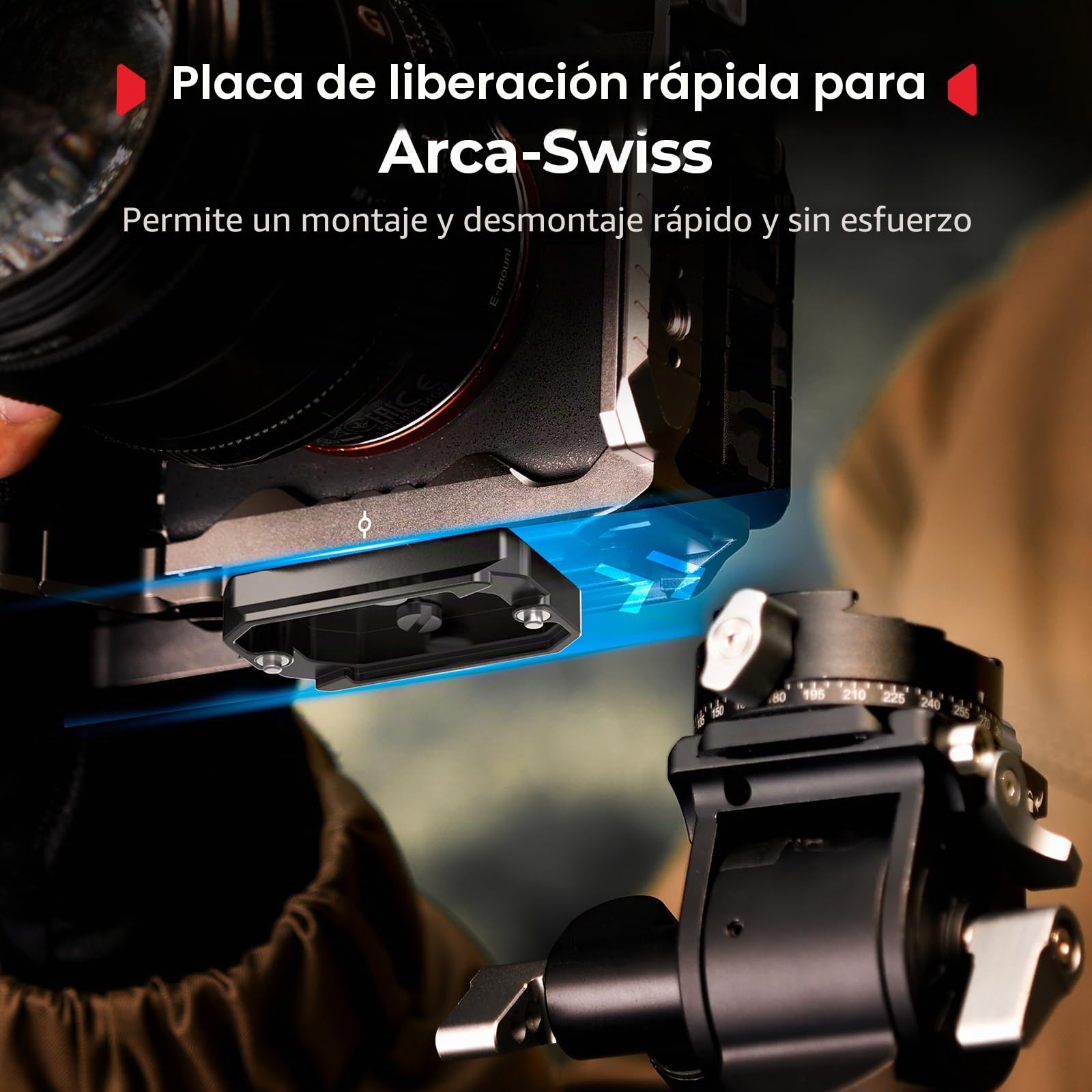 Kit de placa de montaje universal SMALLRIG con doble abrazadera de varilla de 15mm para cámaras, placa de liberación rápida incorporada para Arca-Swiss, con roscas de 1/4"-20 y 3/8"-16 - 5365