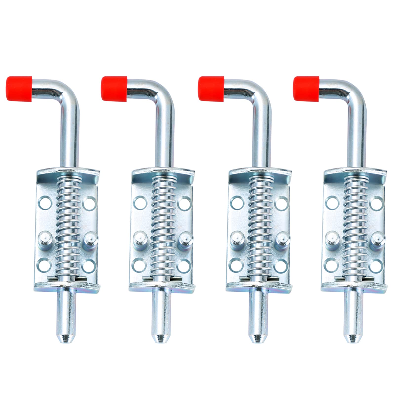 MAOPINER Spring Loaded Latch Pin, 6.5" Metal Barrel Bolt Lock w/Grip, 4PCS Heavy Duty Zinc Spring Latch for Ramp Door, Fence, Gate, RV, Trailer (4)