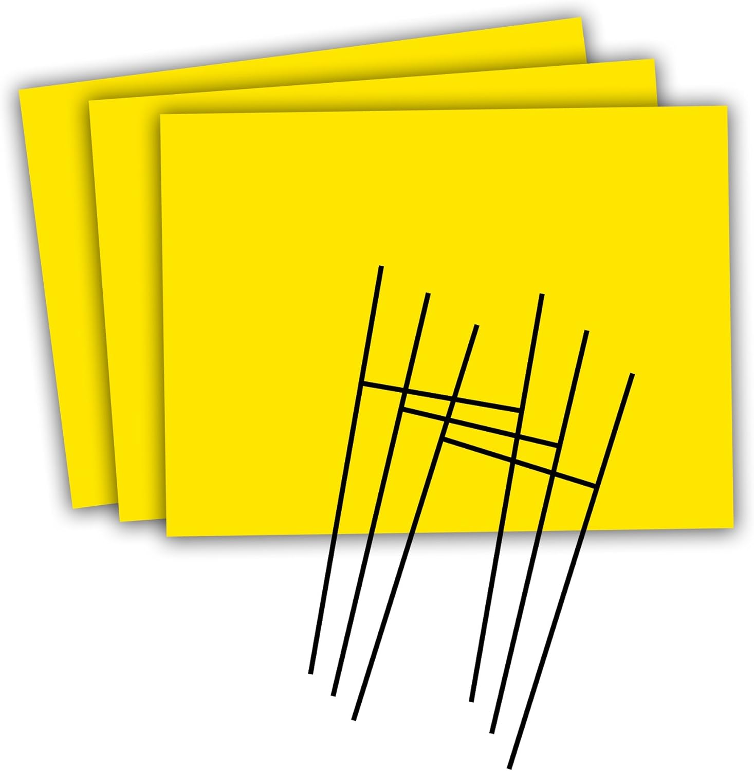 Headline Sign - Blank Yard Sign and H-Frame Ground Stake Sign Holder Set, Yellow, 18 x 24 Inches, 3-Pack (5501)