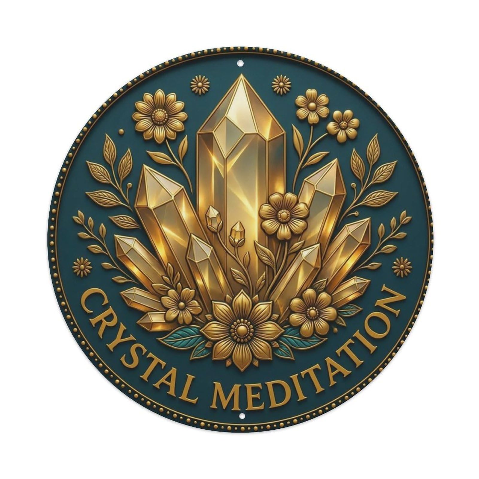 Vintage Crystal Meditation Flower Zen Yoga Metal Tin Sign