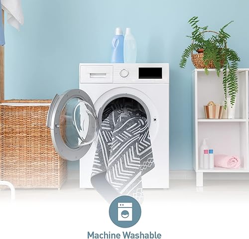 Miniatura 3 de Rugshop Alfombra de área contemporánea geométrica bohemia resistente a las manchas, ecológica, reciclada, lavable a máquina, 3 pies 3 pulgadas x 5