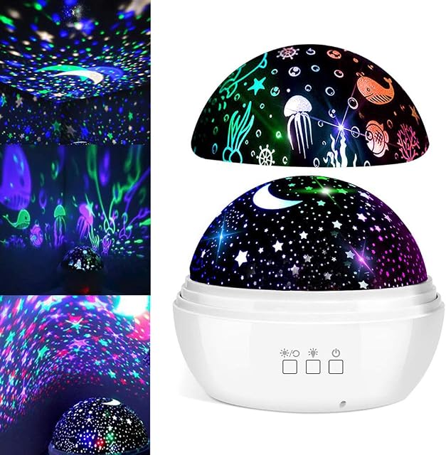 Sky/Marine Life Rotating Ceiling Projector Night Light Lamp for Kids Baby Bedrooms - Best Kids Gifts for 1 to 10 Year Old Boys or Girls Parties