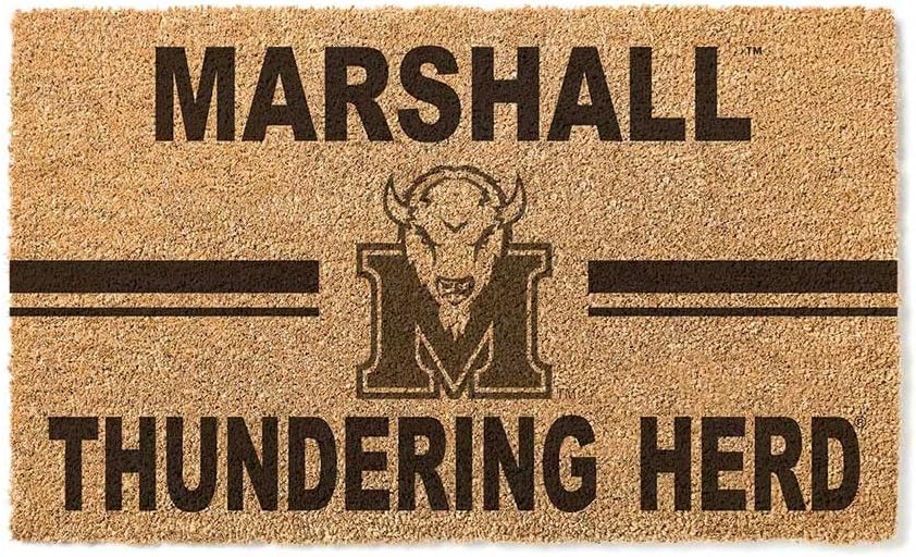 KH Sports Fan Marshall Thundering Herd Team Logo Coir Doormat, 18x30 Inches, Thundering Herd Outdoor Rug; Display Your Team Spirit with This Unique Marshall Thundering Herd Doormat
