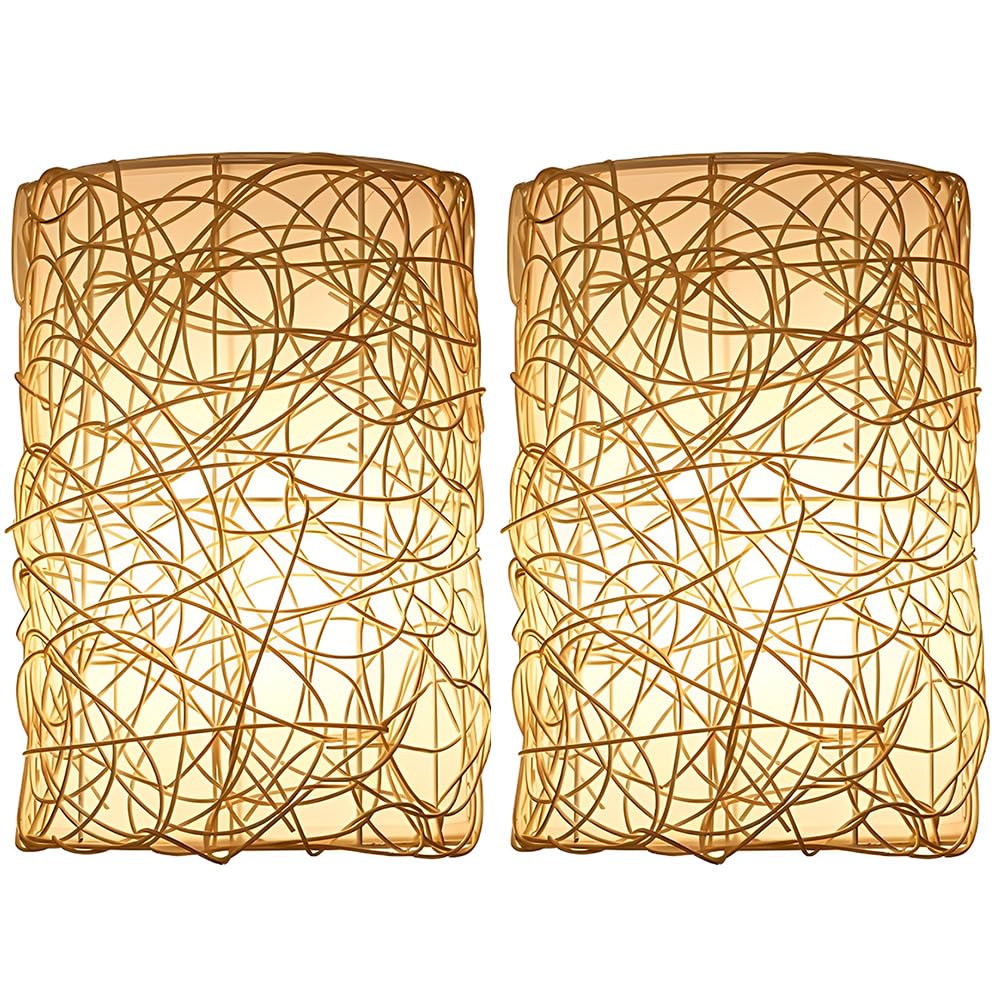 FZQSXAZU Handcrafted Rattan Wall Lamp Natural Wicker Sconce Rustic Farmhouse Lighting Chic Decor E26 Base Unique Woven Design Perfect for Living Room Bedroom or Hallway