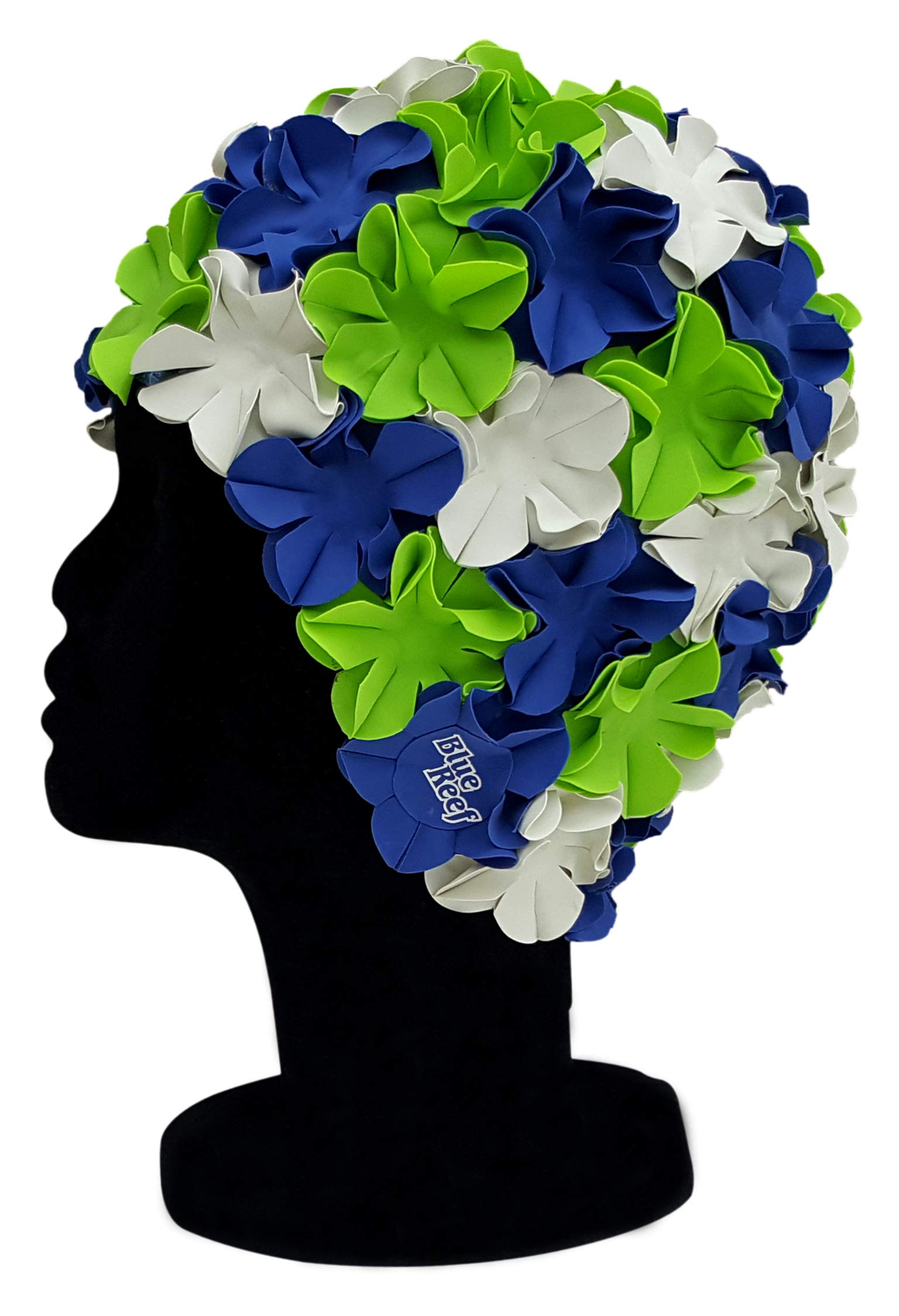 Bonnet de bain rétro contre la compression : confort à fleurs 3D Blue Reef Isla