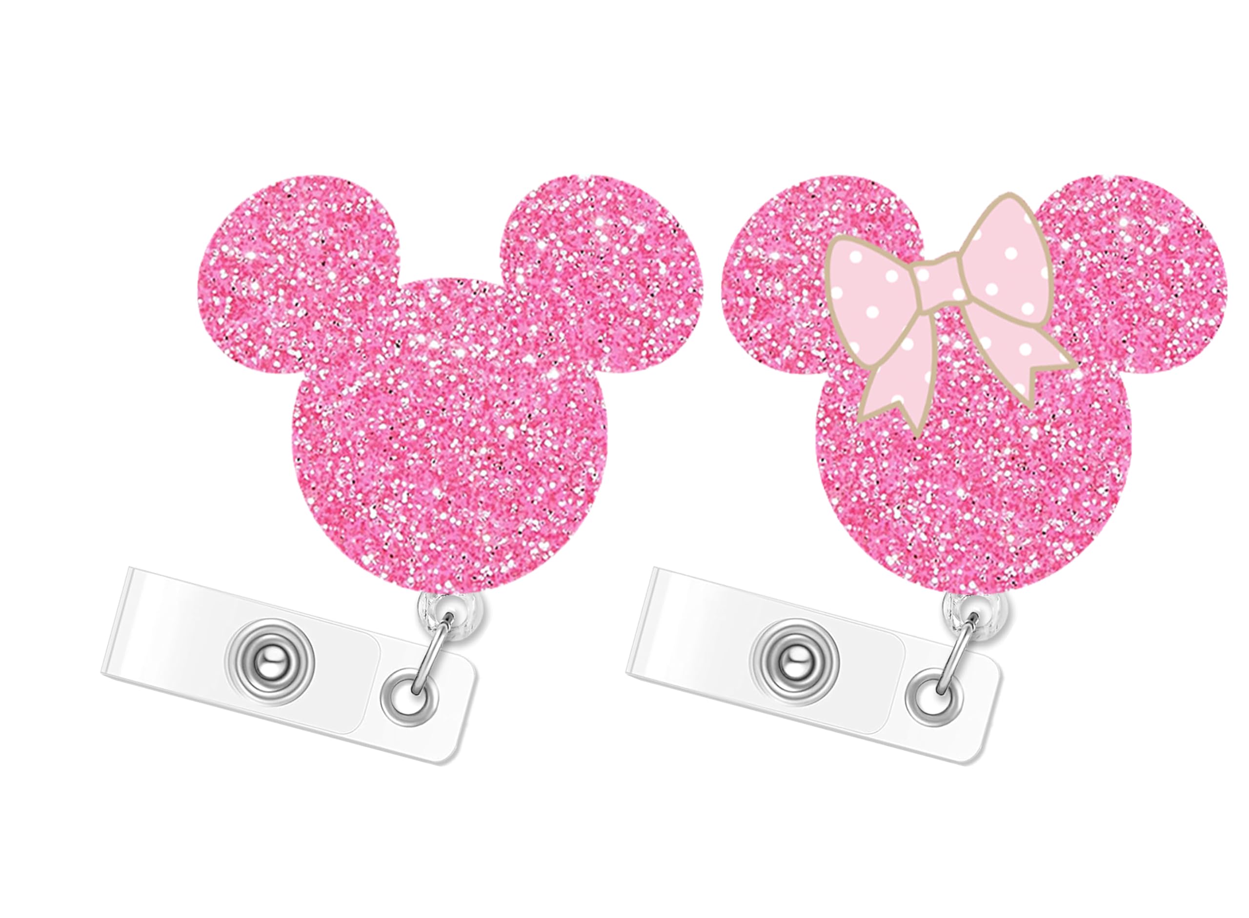 Pink Bow Badge Reels Retractable Funny Cute Badge Holder with Badge Reel ID Clip Name Tag Card Tag Card Badge Clip Acrylic Accessories Gifts Nurse — image 1