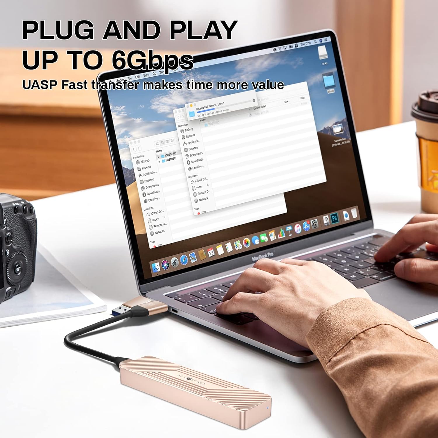 M.2 SATA SSD Enclosure Reader, USB C Cable