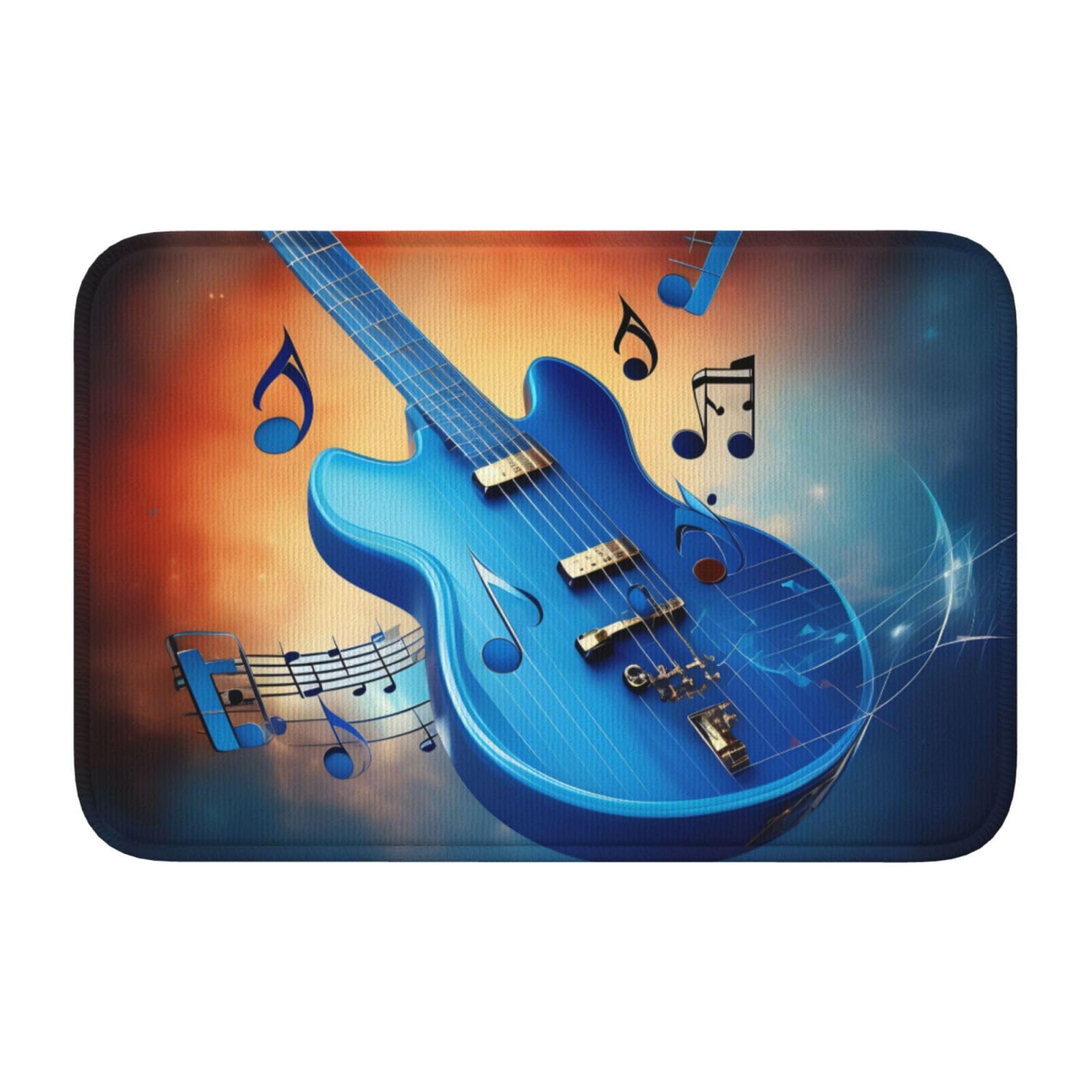 Tapis de sol bleu à motif musical 40x60 pour une entrée de maison accueillante