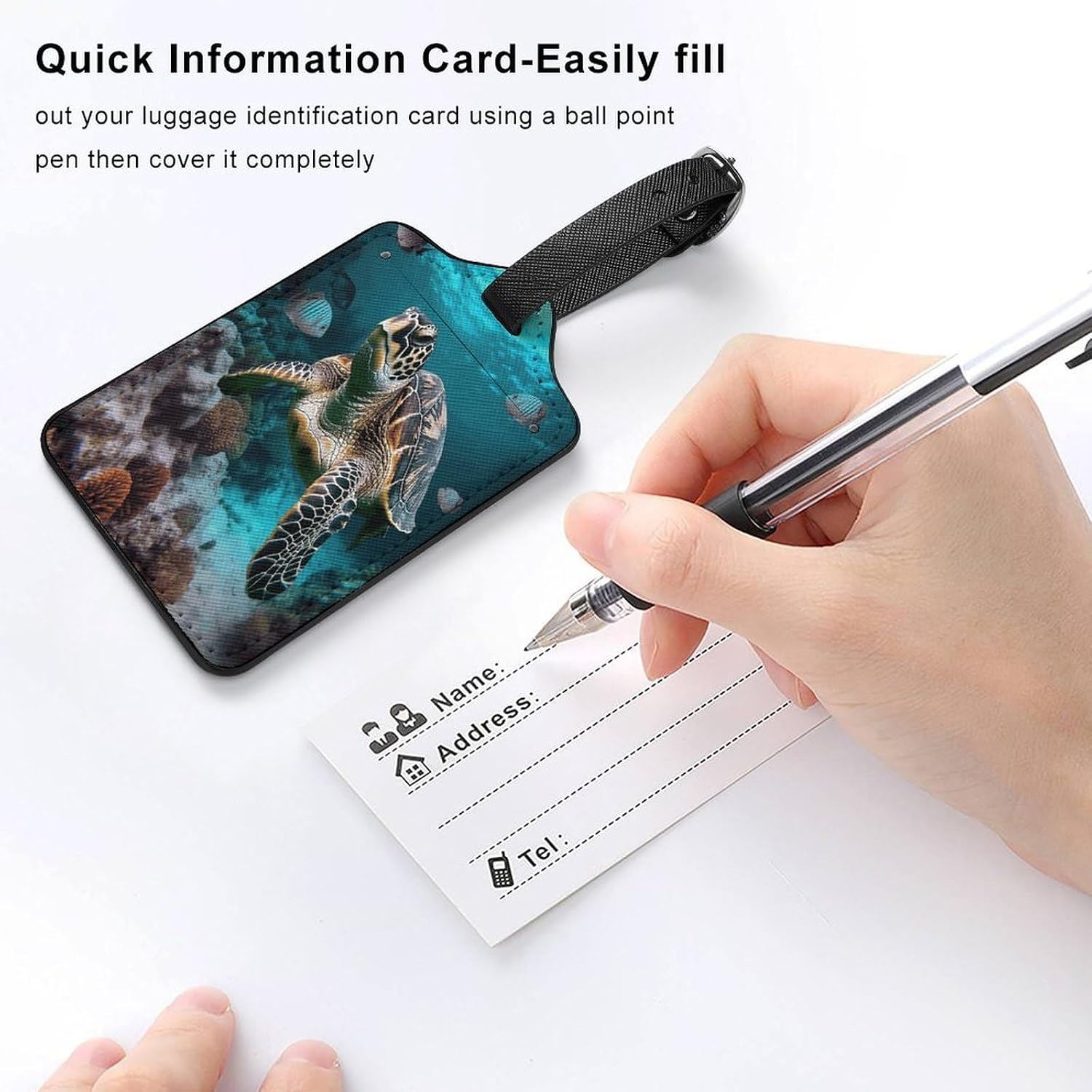 Ocean Animal Turtle PU Leather Luggage Tag for Suitcases image 5