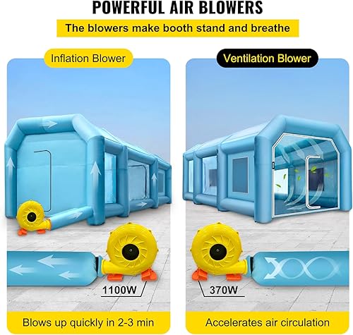 Miniatura 15 de VEVOR Cabina de pintura inflable portátil, cabina de pulverización inflable de 13 x 8 x 8 pies, tienda de campaña de pintura para automóvil