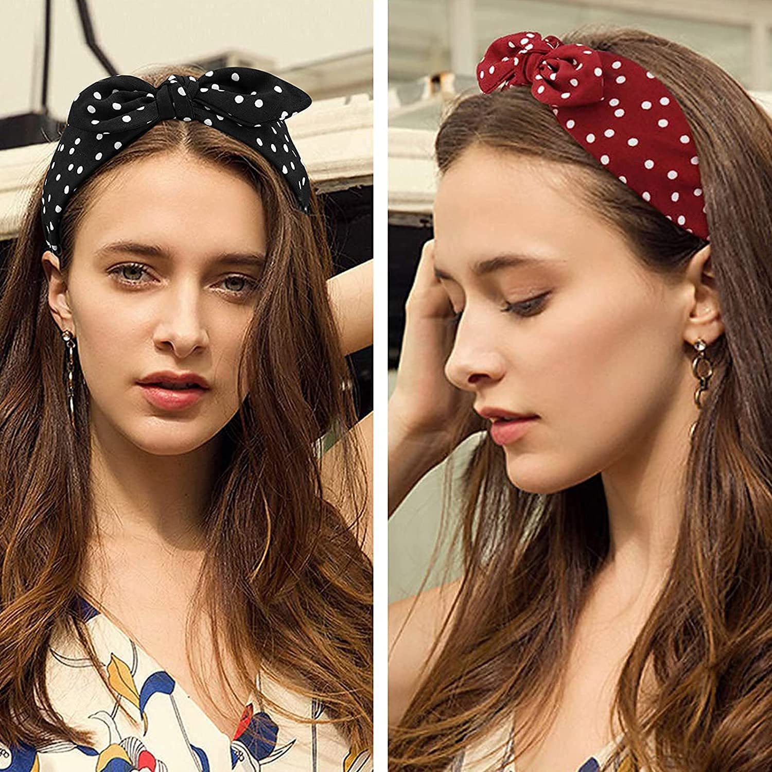 Jaciya 6 Pieces Knotted Bow Headbands 6 Pack Hair Elastic Bow Scrunchies Hair Accessories for Women Girls