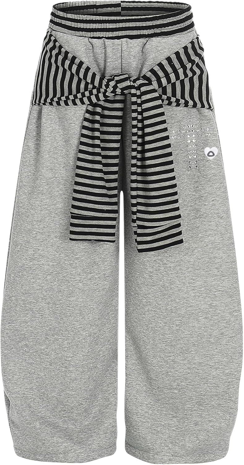 Aelfric Eden Stripe Layered Baggy Barrel Sweatpants Women Men Y2k Casual Wide Leg Pants Unisex Lounge Trouser