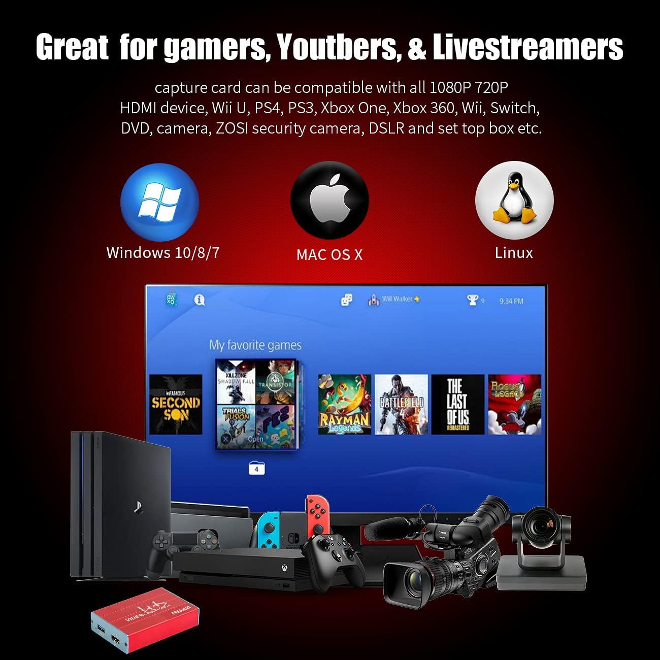 Scheda Acquisizione Video 4K USB 3.0 - Per Streaming PS4, Switch, Xbox Su PC/Mac