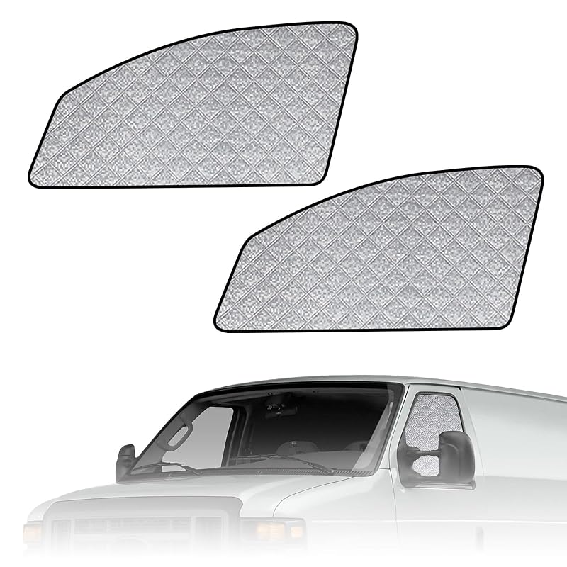 Protetor solar para para-brisa Federedevo para Ford Econoline e Ford E-Series E-150 E-250 E-350 E450 1992–2026, kit com 2 peças