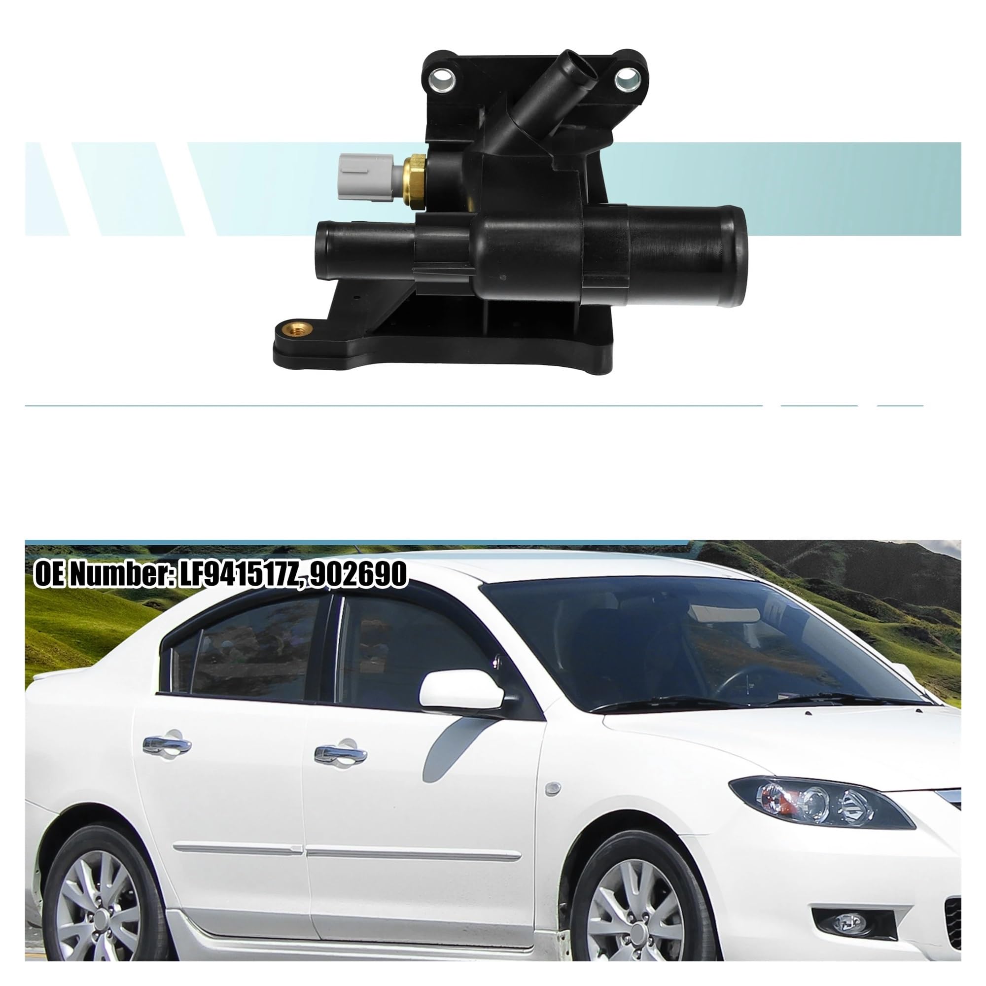 Dla Mazda 3 2006-2013 LF941517Z Automatyczny silnik chłodzący termostat obudowy zestawu akcesoriów do termostatu samochodowego