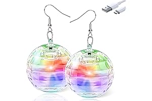RAHAN LED Earrings Disco Ball 16 Colors Light,Rechargeable Light Projecting Light up...