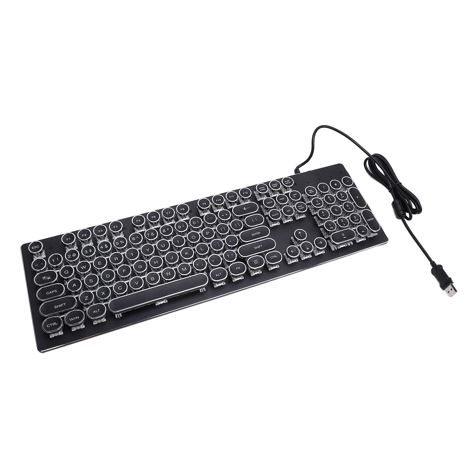Mechaniczna Klawiatura do Gier ze 104 Klawiszami RGB, Podświetlana Przewodowa Klawiatura USB z Niebieskim Przełącznikiem, Klawiatura Komputerowa do Komputera Stacjonarnego (BLACK)