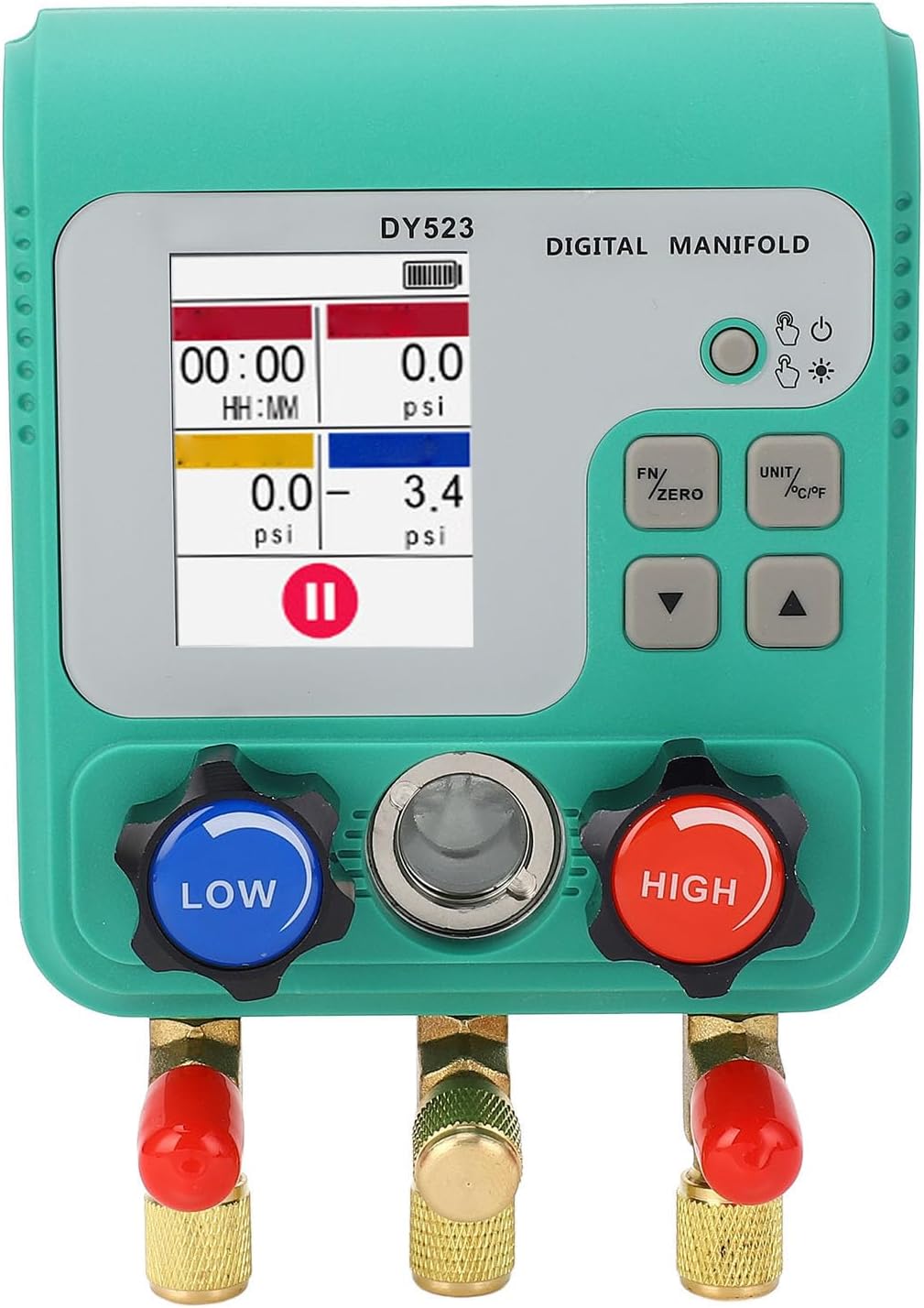 Walfront Car AC Pressure Meter, Digital Manifold HVAC Tester, Dual Way Pressure 0-6000 Kpa for AC Repair and Refrigerator Maintenance