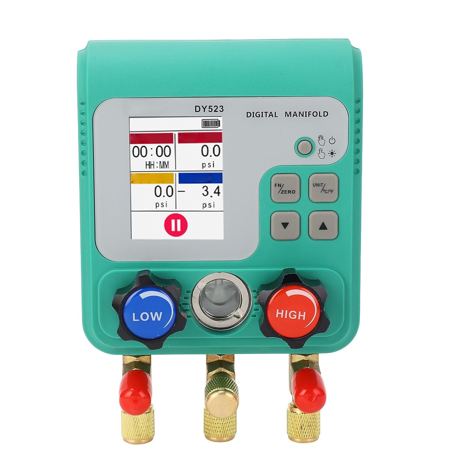 Car AC Air Conditioner Vacuum Pressure Gauge Digital Manifold HVAC Tester Kit with 2 Way Pressure Detection Real Time Display and Test Clip for Refrigerator