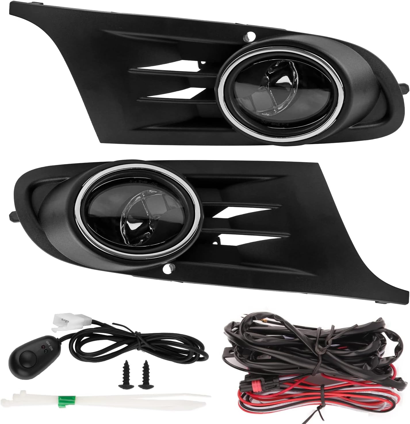 RP Remarkable Power, FL7113 Fit For 2010 2011 2012 2013 2014 MK6 Golf/TDI Jetta Sportwagen Chrome Black Bezel Fog Light Kit