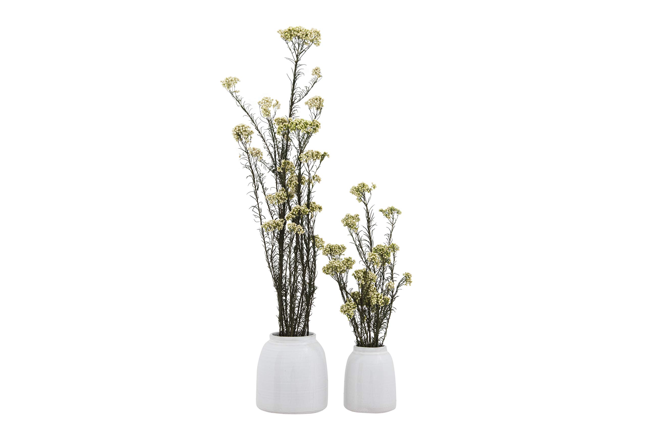 Set Di 2 Vasi In Terracotta Creative Co-Op - Bianco, Misure Piccola E Grande, 7,6cm E 10,2cm