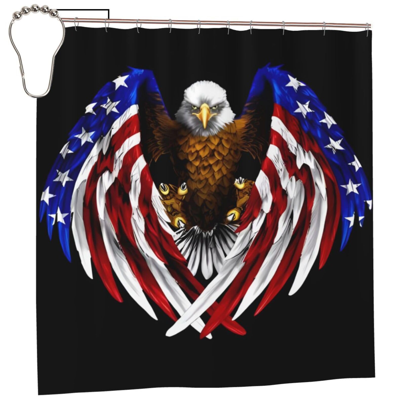 Klgrtjhk Iron Usa Flag Patriotic Eagle Shower Curtain 72X72in Bathroom Curtain﻿