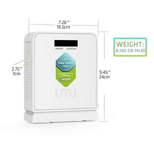 Miniatura 4 de UMI 2400W Convertidor de voltaje de 220 V a 110 V, convertidor de potencia de 220 V a 110 V de servicio pesado con modo automático, convertidor de