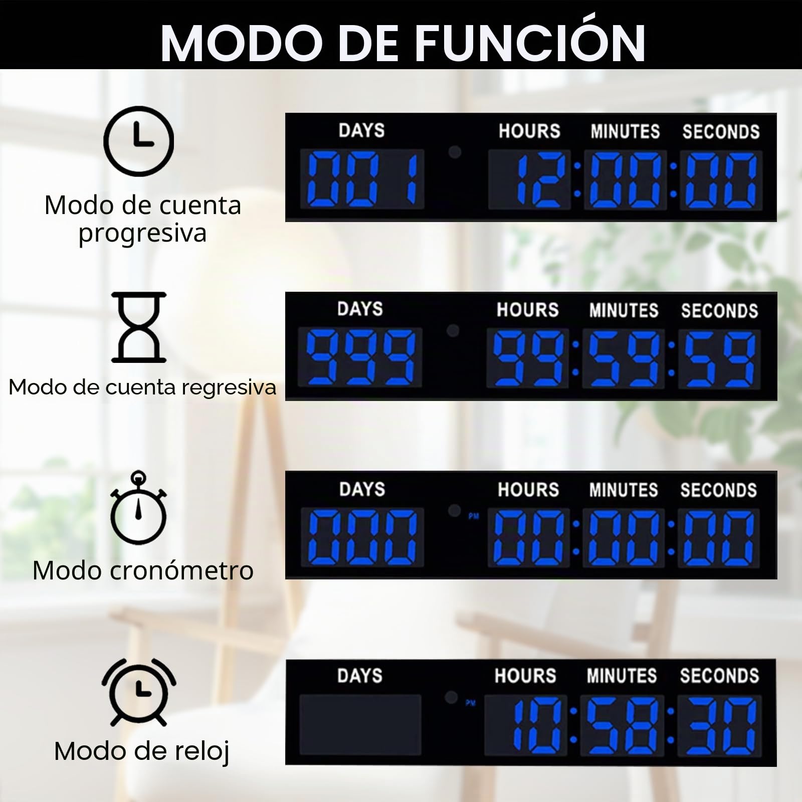 Aisny Temporizador Digital de Cuenta Regresiva, Gran Temporizador de 999 días con Control Remoto Calendario Multifuncional de Cuenta Regresiva para Jubilación Cumpleaños Días Festivos Bodas (Azul)