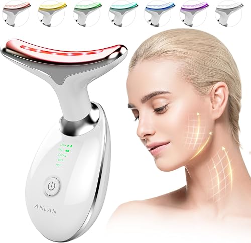 ANLAN Appareil Anti Rides Visage - 7 couleurs, EMS, Massage facial chaud, Nettoy