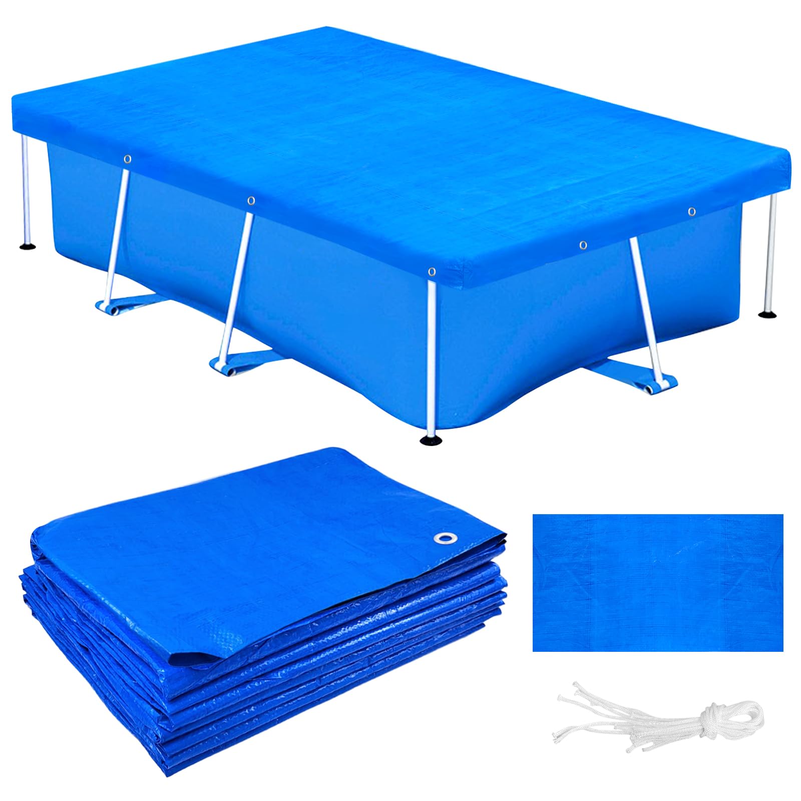 Photo 1 of 14 x 7ft Rectangular Pool Cover for Frame Above Ground Pool Cover 177" X 87" Rectangle Frame Swimming Pool Cover for Rectangle Frame Pool Heavy Duty Pool Cover Protector for Garden Swimming Pool Cover