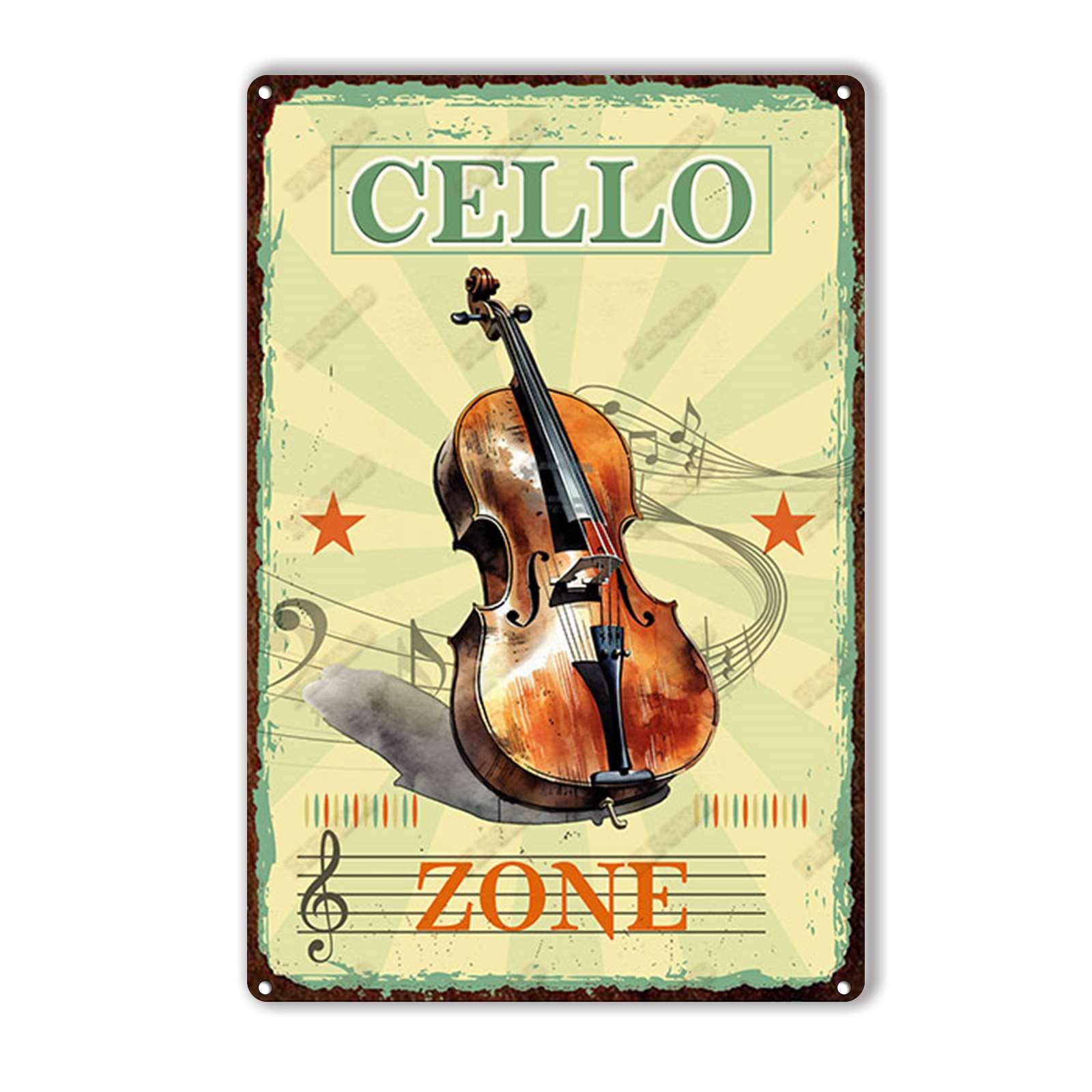Anceky Cello Zone Tin Sign Vintage Metal Sign Wall Decor for Farmhouse Home Bar Backyard Cafe 12×16 Inch