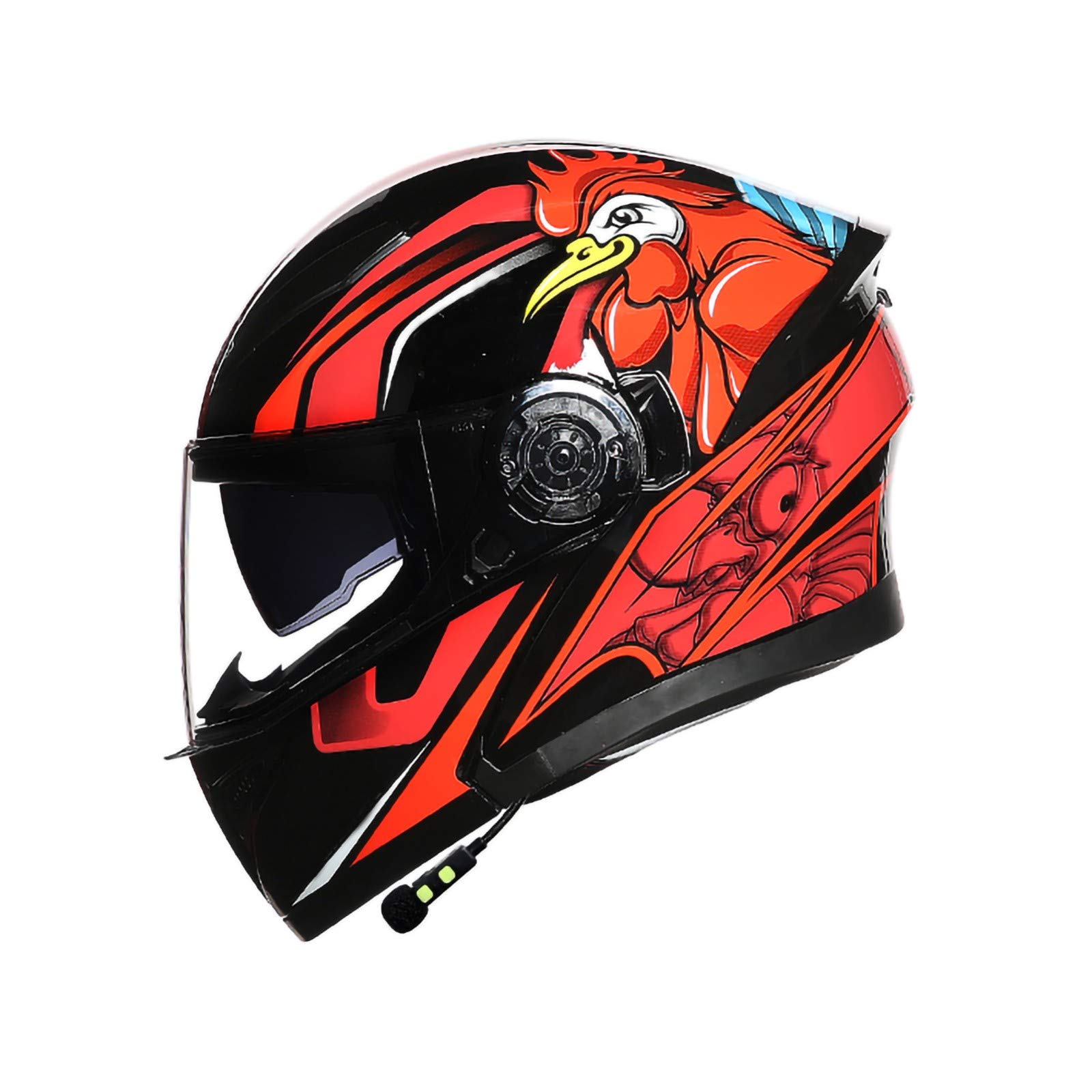 Bluetooth Integrado Casco Moto, Cascos de Moto Scooter con Doble Anti Niebla Visera, Casco Integral ECE Homologado para Mujer Hombre Adultos G,M