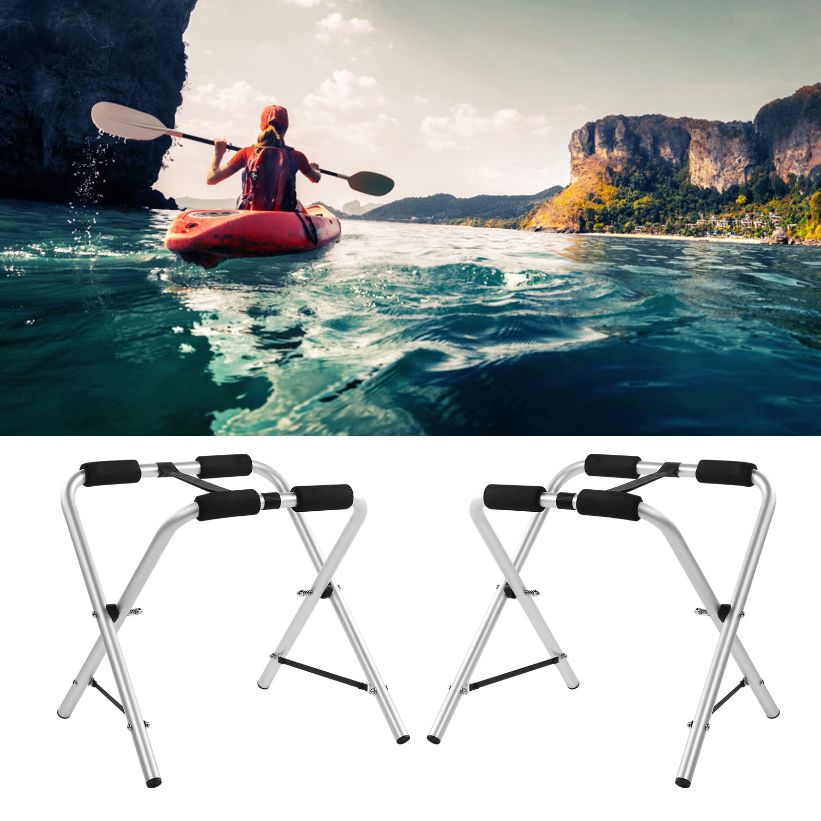 Cavalletto Pieghevole per Kayak, cavalletto Pieghevole Portatile per Kayak in Lega di Alluminio, capacità di 150 libbre, cavalletto Facile da riporre Porta Kayak per Kayak da Pesca