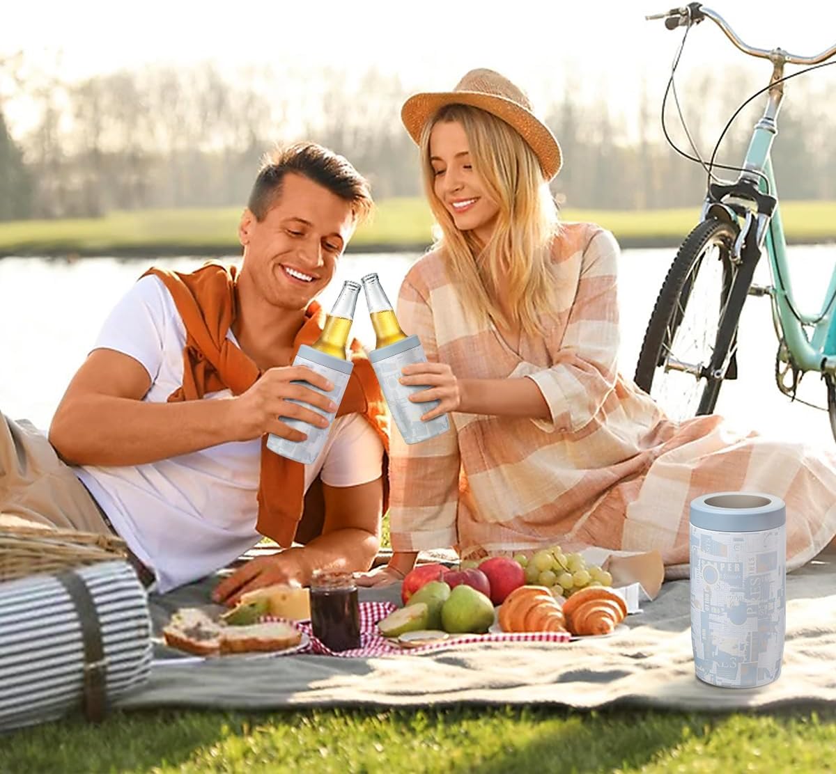 4-in-1 Skinny Can Cooler Double Wall Stainless Steel Insulated Can Holder,Can Coozie, Works With 12 Oz Slim Can,Standard Cans,Beer Bottles & As Pint Cups (Inx Blue) - Image 7