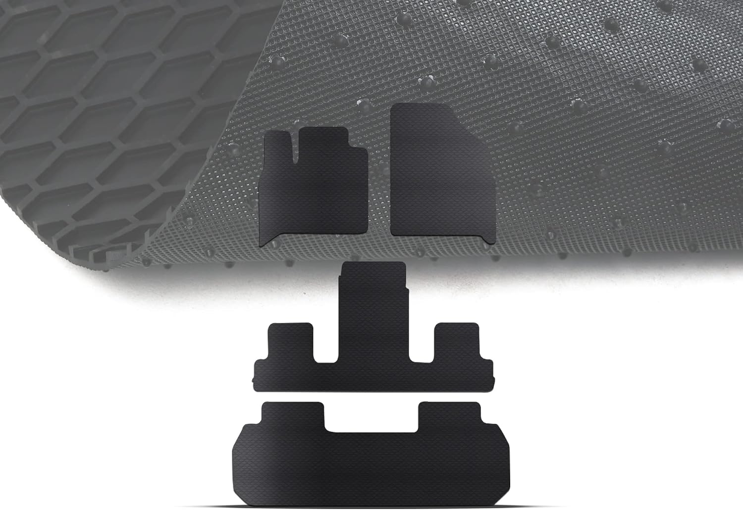 Armordillo USA 8706817 Honeycomb Hex All Weather Rubber Floor Mats 4 Pieces - Black Fits 2018-2022 Buick Enclave Bucket Seats