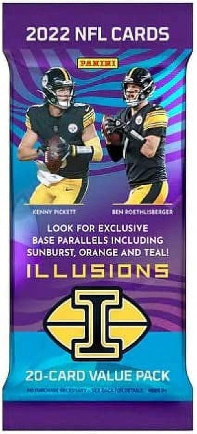 2022 Panini Illusions Football NFL Set of 2 Jumbo Cello Fat Packs - 40 Trading Cards Total - 20 Cards per Pack